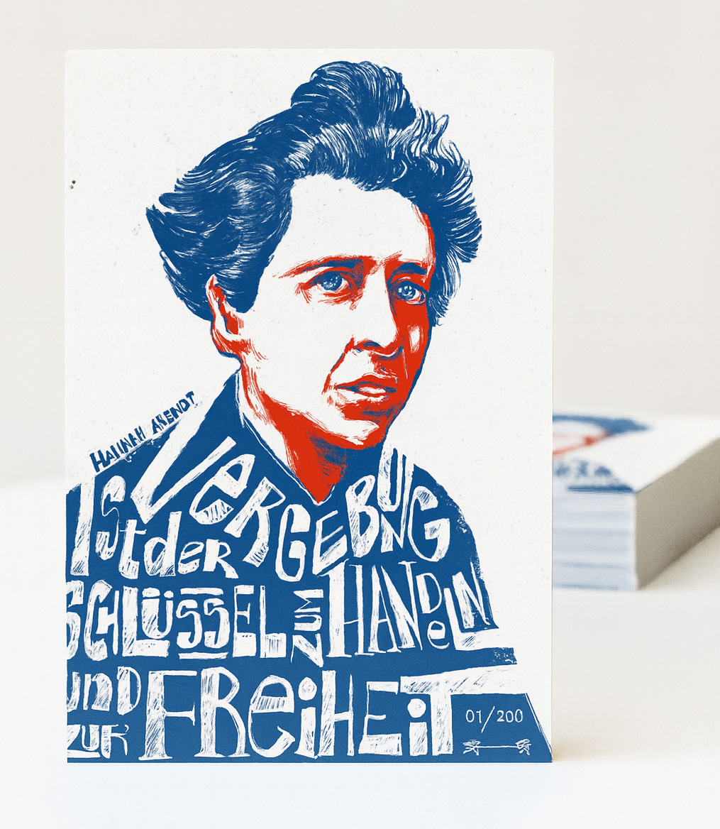 Portrait illustration of Hannah Arendt.